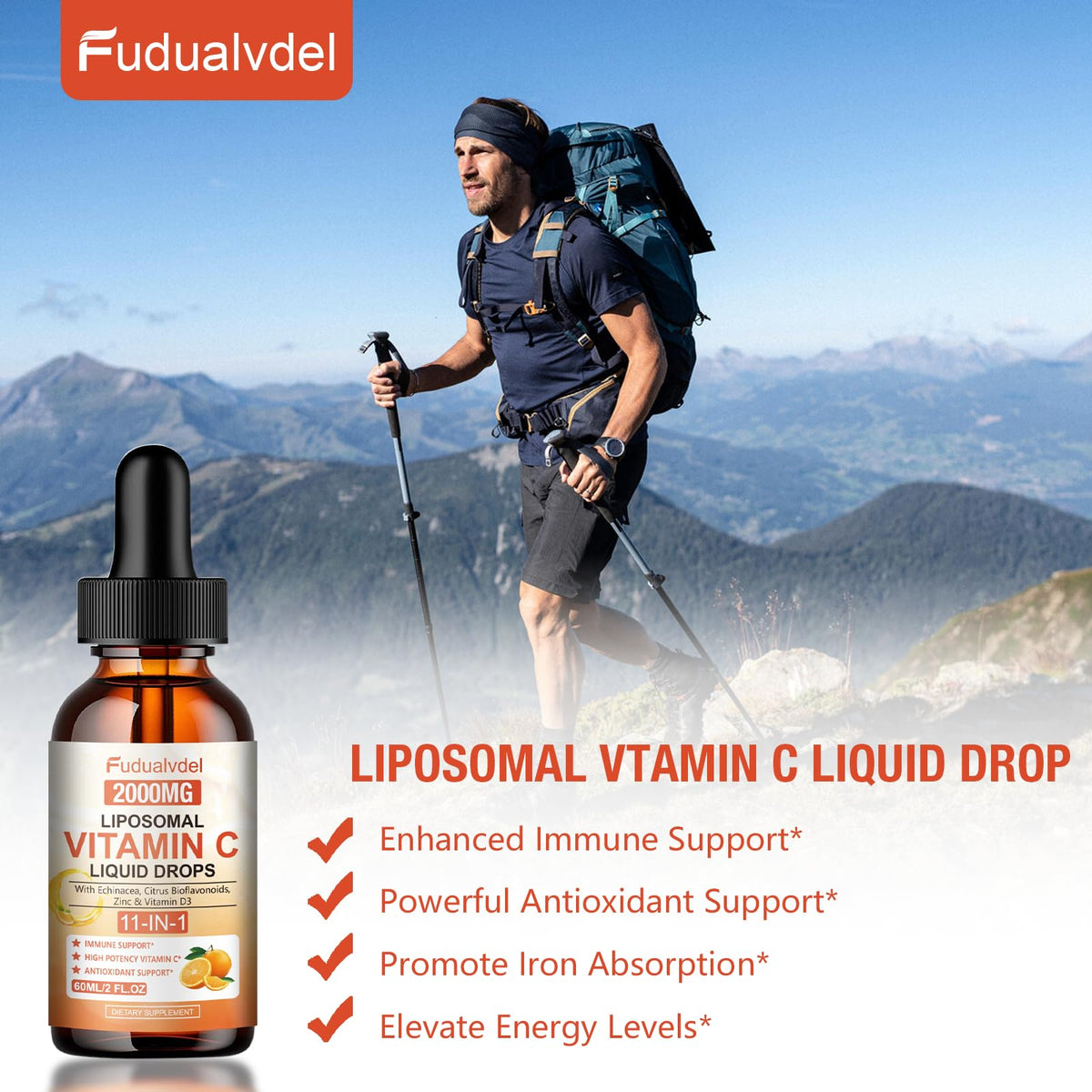 Gouttes de vitamine C Fudualvdel avec un arrière-plan naturel