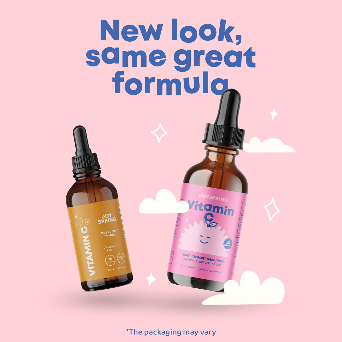 Gouttes de vitamine C JoySpring, vue arrière du flacon