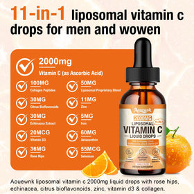 Gouttes de vitamine C liquide Aouewnk 2000mg avec pipette