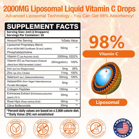 Gouttes de vitamine C liquide Aouewnk 2000mg flacon arrière