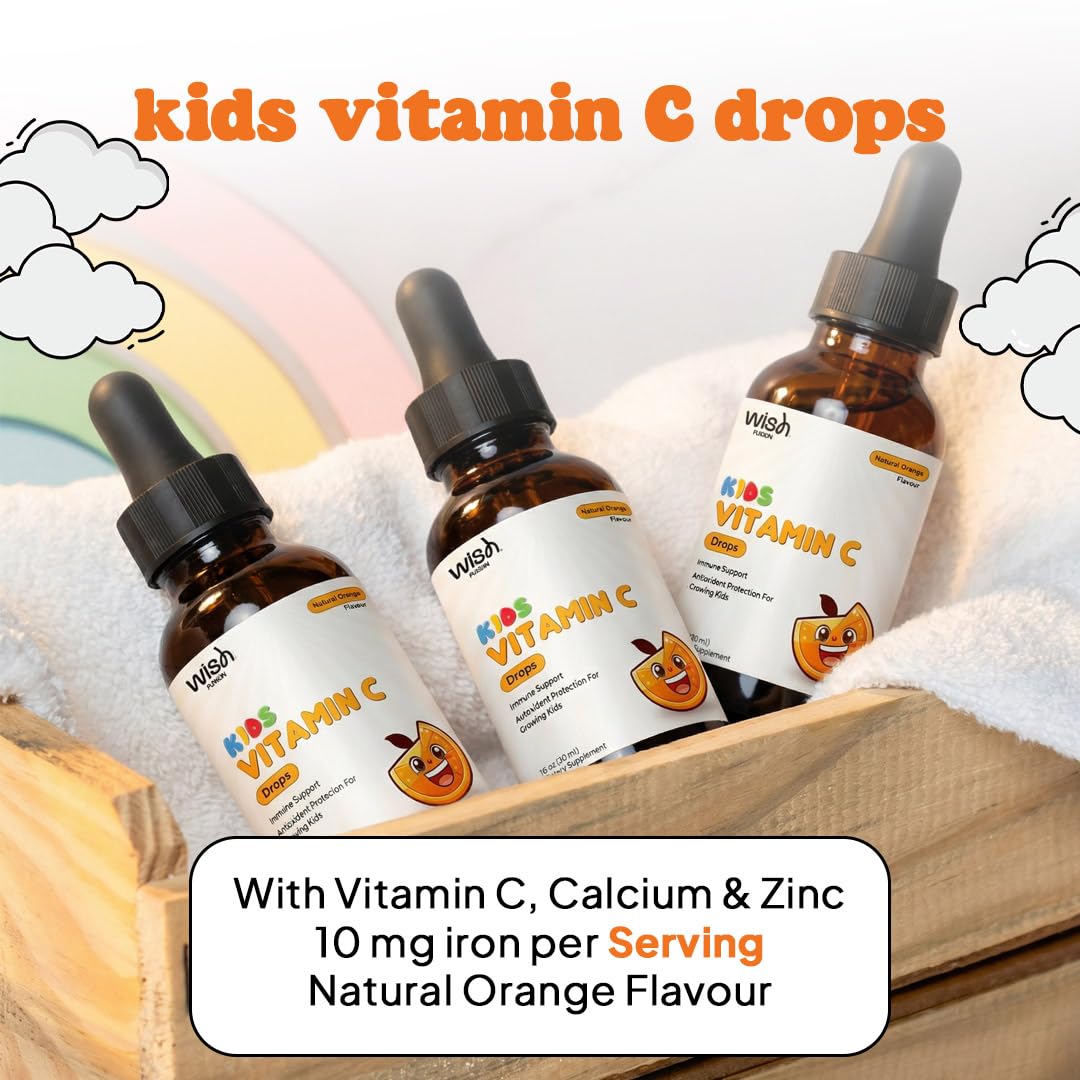 Gouttes de vitamine C Wish Fusion avec un verre d'eau