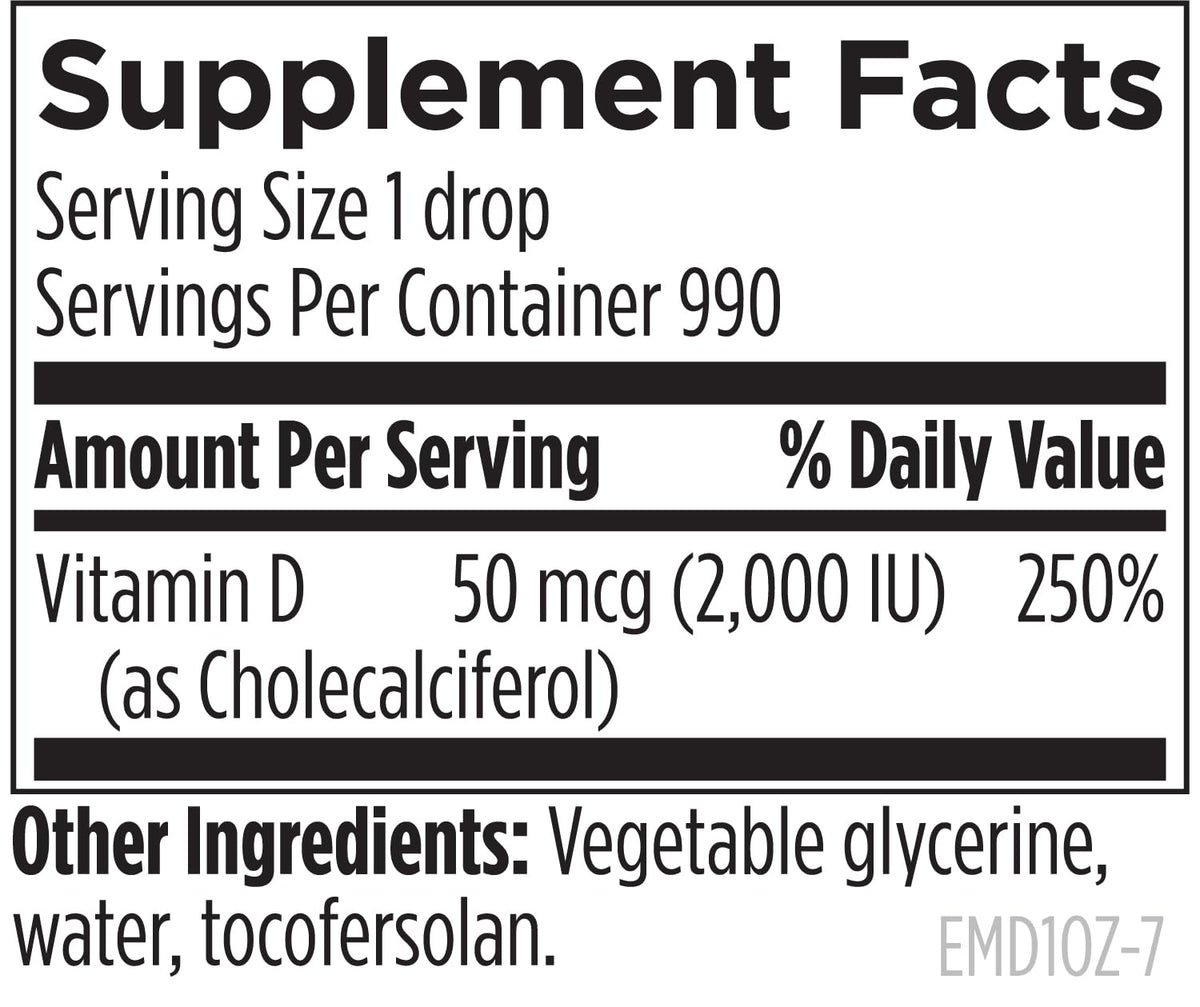 Gouttes de Vitamine D Designs for Health 2000 IU en usage quotidien