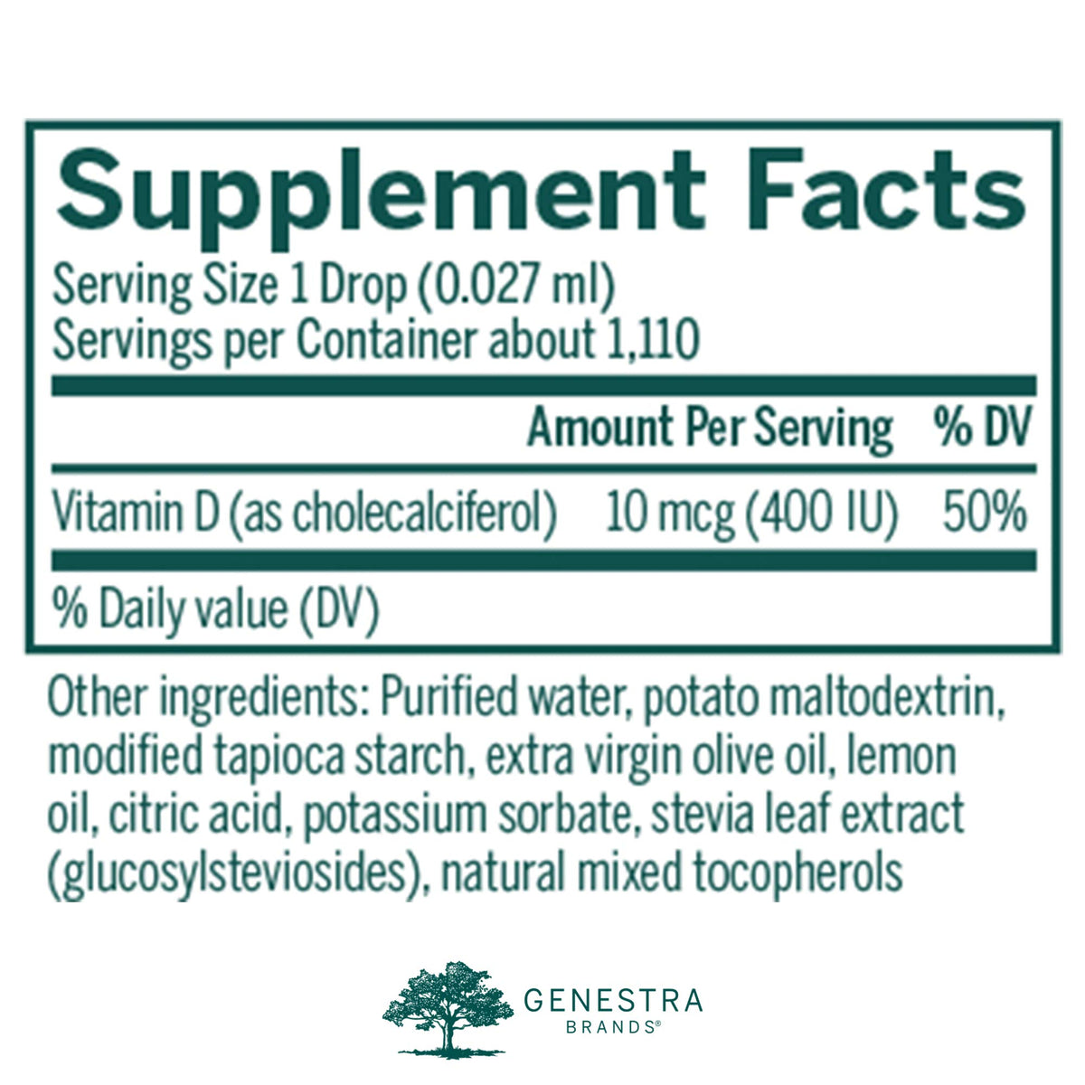 Gouttes de vitamine D Genestra Brands dans une cuillère