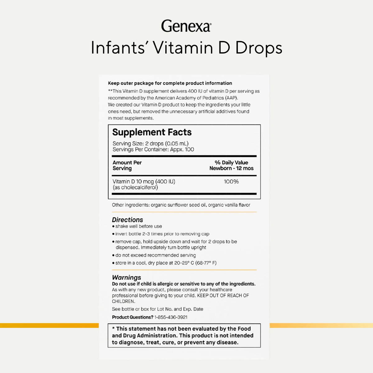 Gouttes de vitamine D Genexa, présentation en milieu naturel