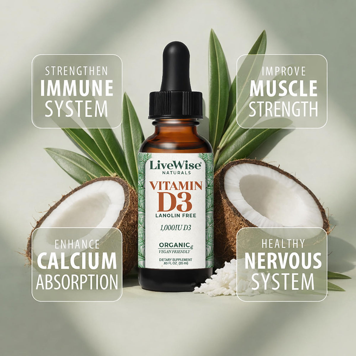 Gouttes de vitamine D3 1000 IU avec dosage précis