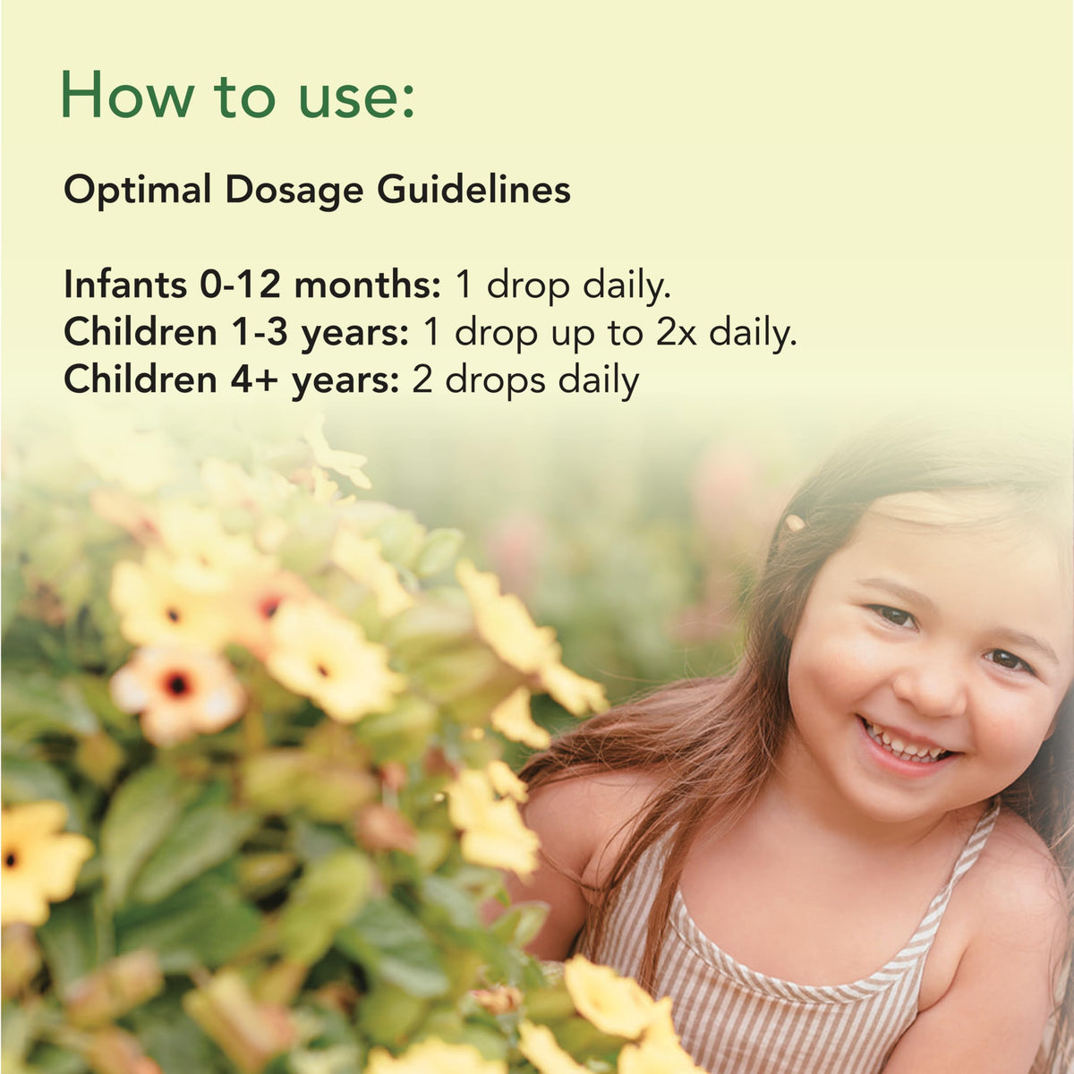 Gouttes de Vitamine D3 Bio CHILDLIFE ESSENTIALS avec compte-gouttes ouvert