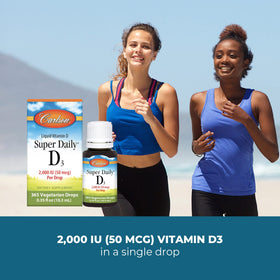 Gouttes de vitamine D3 Carlson avec un fond naturel