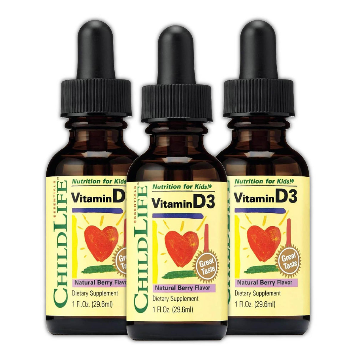 Gouttes de Vitamine D3 CHILDLIFE ESSENTIALS 1 Fl Oz vue avant