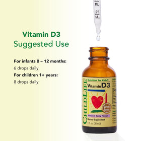 Gouttes de Vitamine D3 CHILDLIFE ESSENTIALS en utilisation
