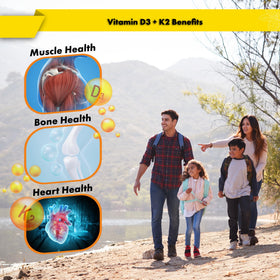 Gouttes de vitamine D3 et K2 Buried Treasure, flacon sur une table en bois