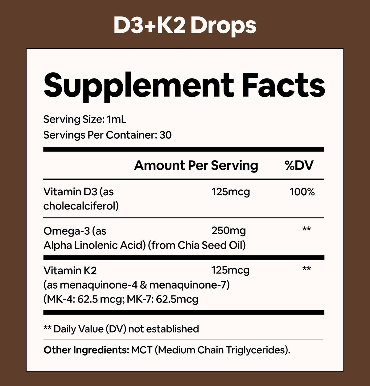 Gouttes de vitamine D3 K2 avec oméga 3 en format liquide