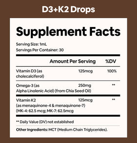 Gouttes de vitamine D3 K2 avec oméga 3 en format liquide