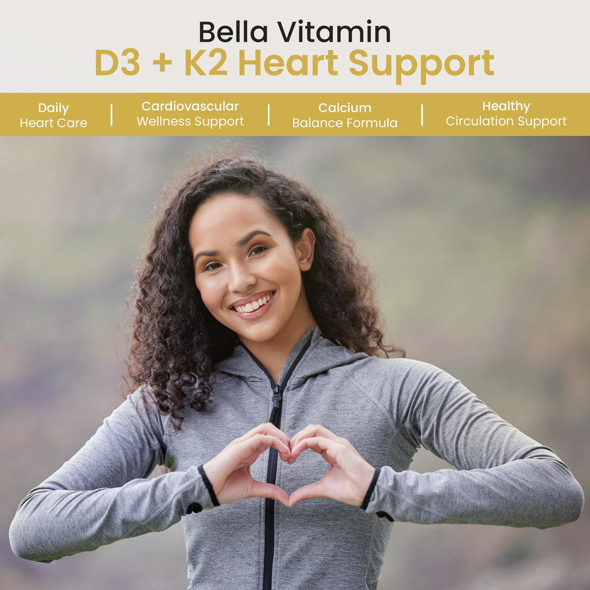 Gouttes de Vitamine D3 K2 Bella All Natural avec un verre d'eau