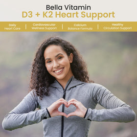 Gouttes de Vitamine D3 K2 Bella All Natural avec un verre d'eau