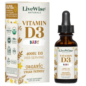 Gouttes de vitamine D3 K2 Bio Live Wise Naturals 82g vue de face