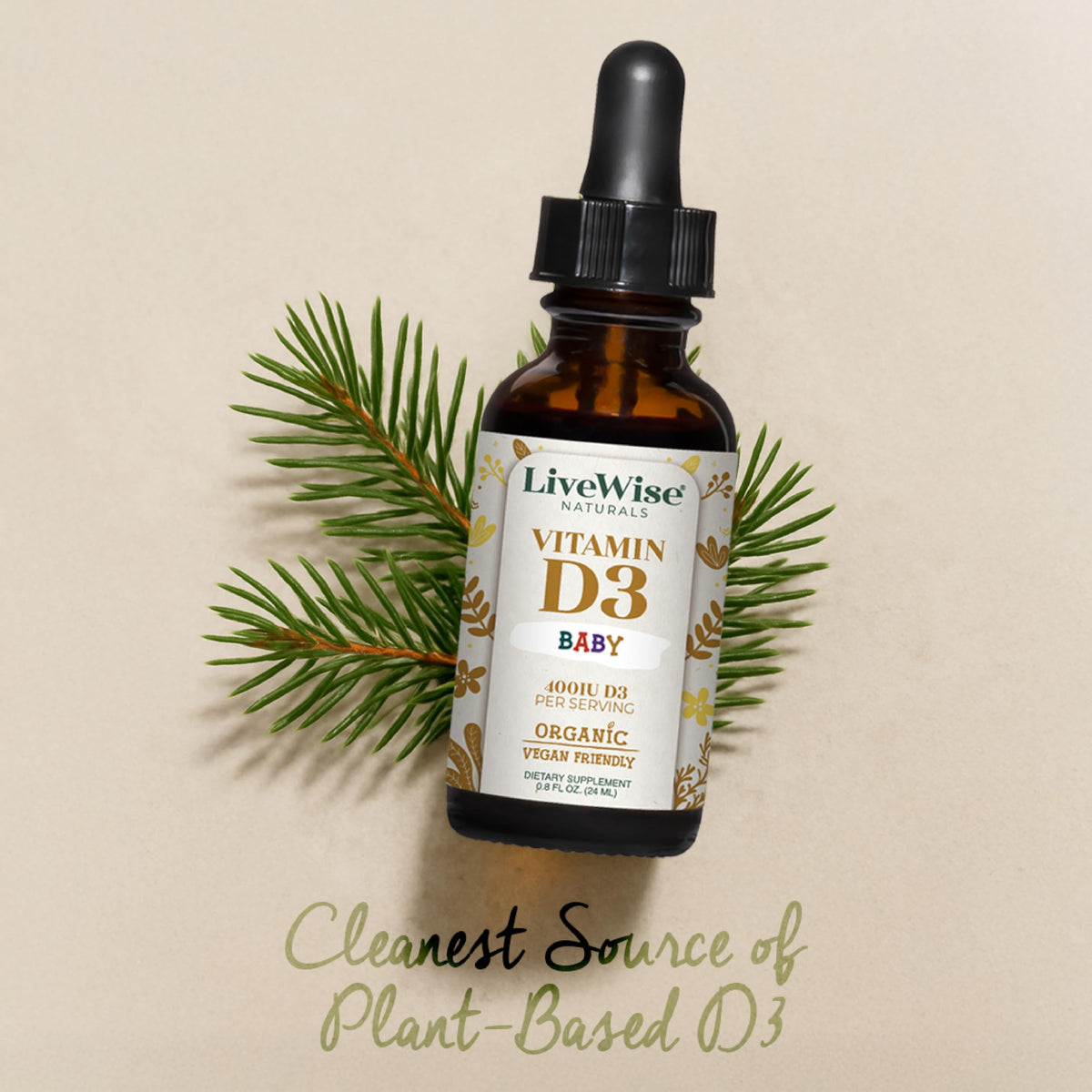 Gouttes de vitamine D3 K2 Bio Live Wise Naturals avec doseur
