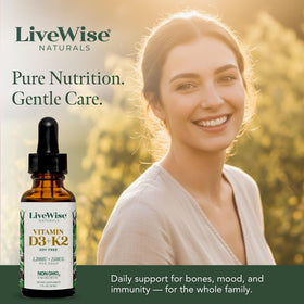 Gouttes de vitamine D3 K2 Live Wise Naturals dans un cadre de vie quotidien