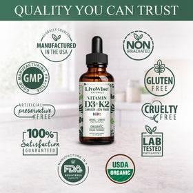 Gouttes de Vitamine D3 K2 Live Wise Naturals dans un environnement familial
