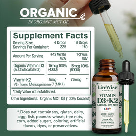 Gouttes de Vitamine D3 K2 Live Wise Naturals sur une cuillère