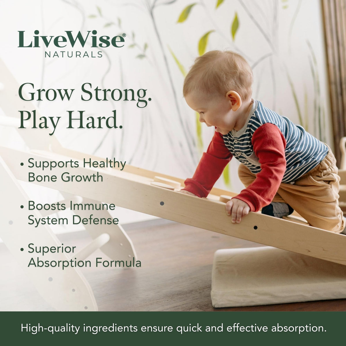 Gouttes de Vitamine D3 K2 Live Wise Naturals sur une table
