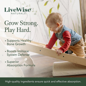Gouttes de Vitamine D3 K2 Live Wise Naturals sur une table
