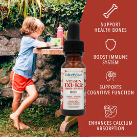 Gouttes de Vitamine D3 K2 pour enfants dans un environnement scolaire