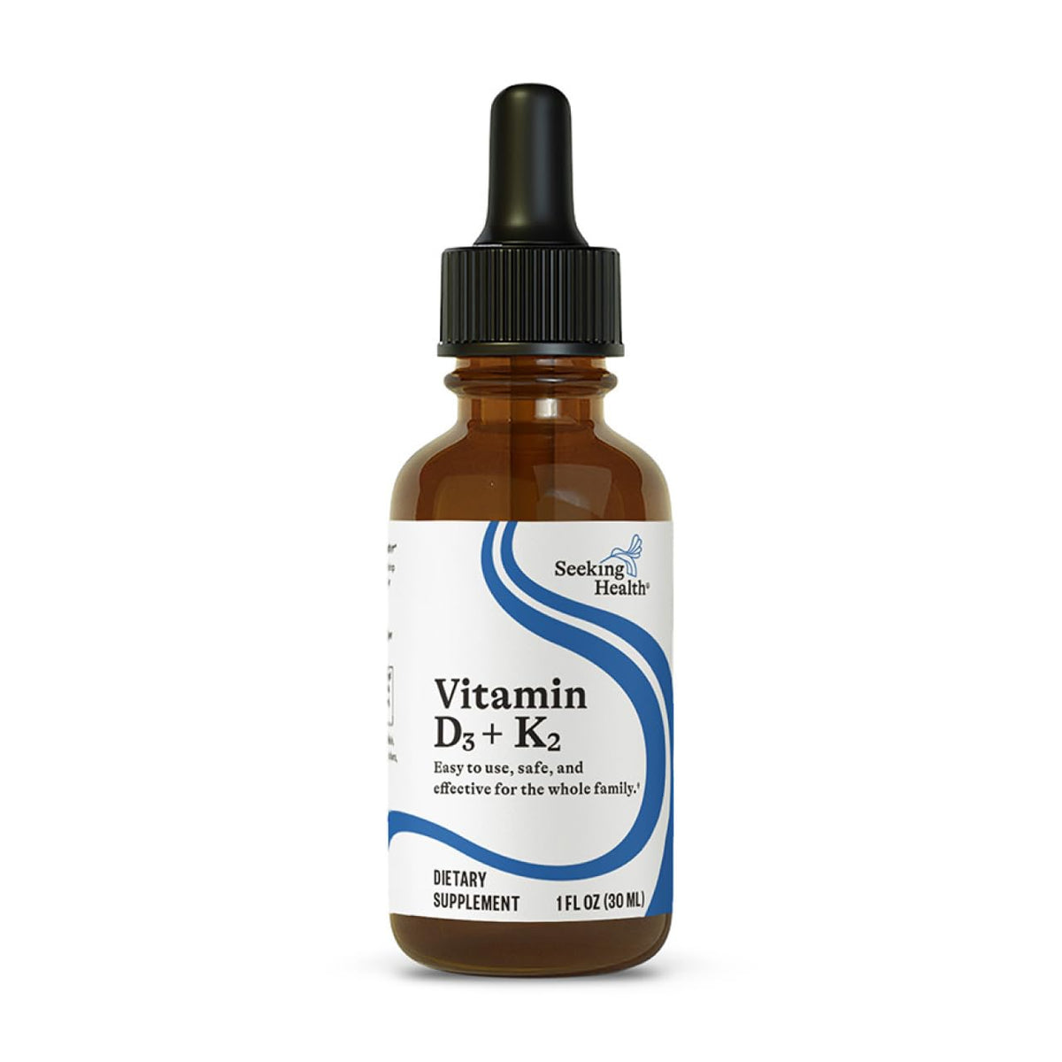 Gouttes de vitamine D3 + K2 Seeking Health 30 ml vue de face