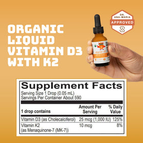 Gouttes de Vitamine D3 K2 Serawise dans une cuillère