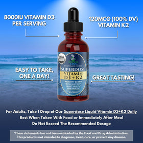 Gouttes de Vitamine D3 K2 Tropical Oasis sur une table