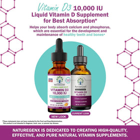 Gouttes de Vitamine D3 NatureGenX avec compte-gouttes