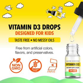Gouttes de vitamine D3 pour enfants Good Raz sur une table