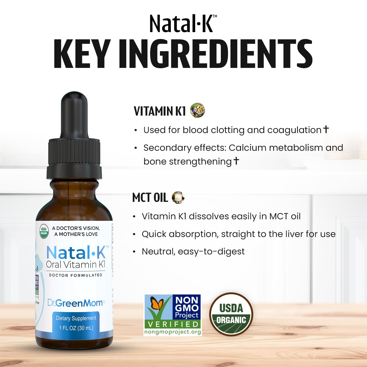 Gouttes de vitamine K1 Dr. Green Mom Natal K avec pipette