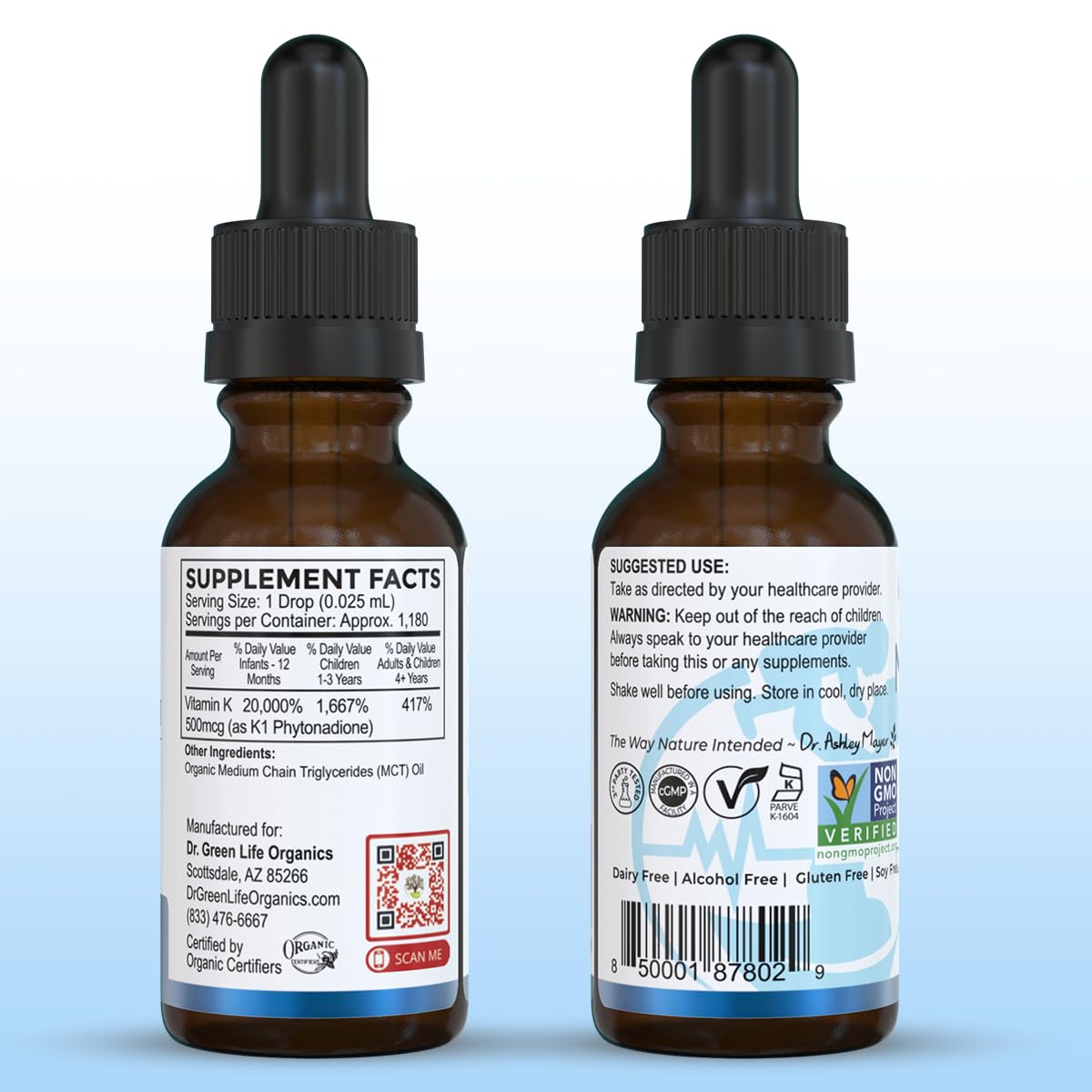Gouttes de vitamine K1 Dr. Green Mom Natal K étiquette et informations