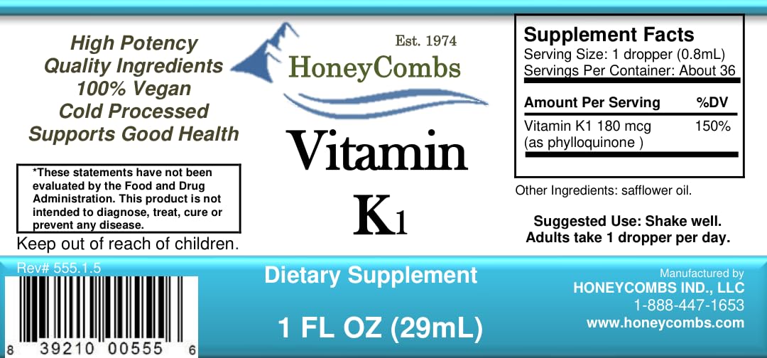 Gouttes de vitamine K1 HoneyCombs, format 30 ml avec pipette