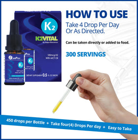 Gouttes de vitamine K2 MK-7 CanPrev ajoutées à un verre d'eau