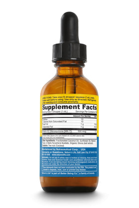 Gouttes de Vitamine K2 (MK7) Nature's Life 500 mcg, flacon arrière
