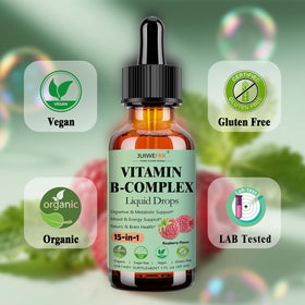 Gouttes de vitamines B JUIWEFKK, vue de côté avec pipette