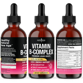 Gouttes de vitamines B NEW AGE dans un verre d'eau