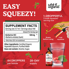 Gouttes de Wild & Organic Berbérine 500mg HCL dans une cuillère