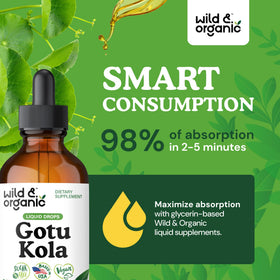 Gouttes de Wild & Organic Gotu Kola dans un verre d'eau