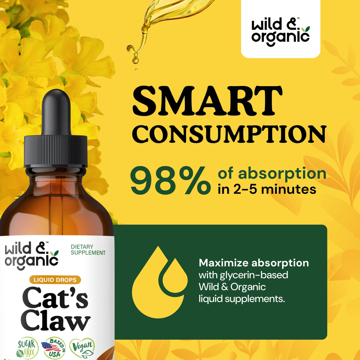 Gouttes de Wild & Organic Griffe de Chat sur une cuillère