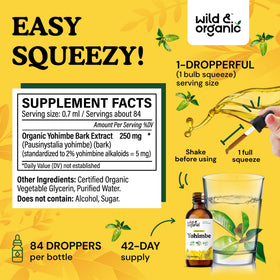 Gouttes de Wild & Organic Yohimbe 250 mg sur une cuillère