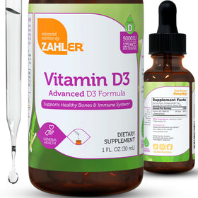 Gouttes de Zahler Vitamine D3 5000 IU sur une cuillère