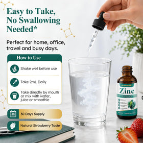 Gouttes de zinc liposomal GZ HAOYUAN avec fruits frais en arrière-plan