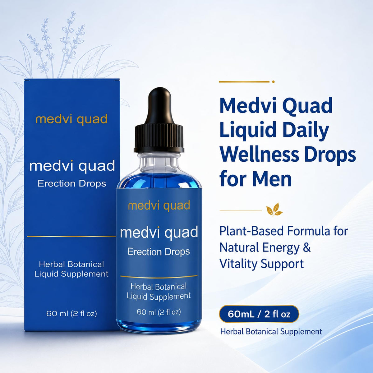 Gouttes Érectiles Medvi Quad 60 ml avec étiquette