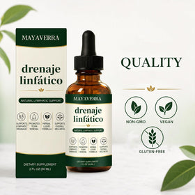 Gouttes Fly Cleanse sur une table avec fond naturel