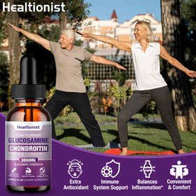 Gouttes Healtionist avec des ingrédients naturels en arrière-plan