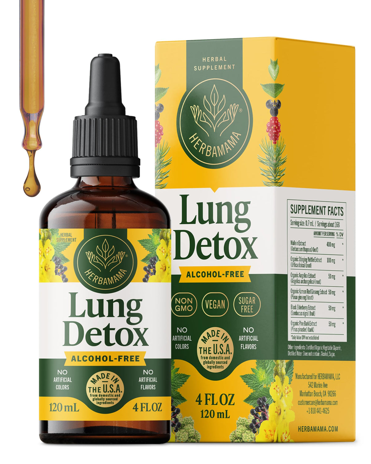 Gouttes HERBAMAMA Nettoyage Pulmonaire 290g vue de face
