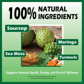 Gouttes Herbavita Soursop 10 en 1, flacon ouvert avec gouttes