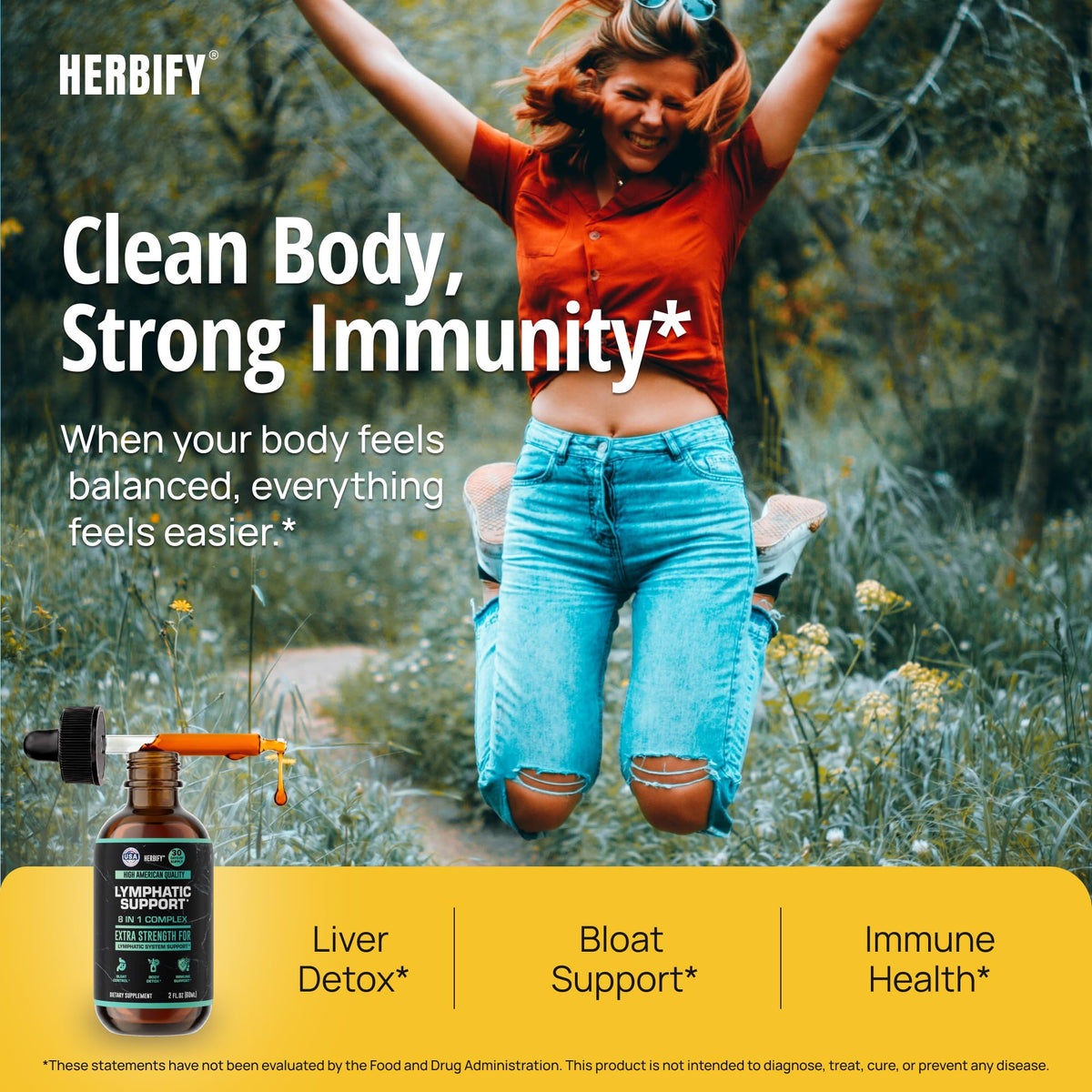 Gouttes HERBIFY avec échinacée sur fond blanc